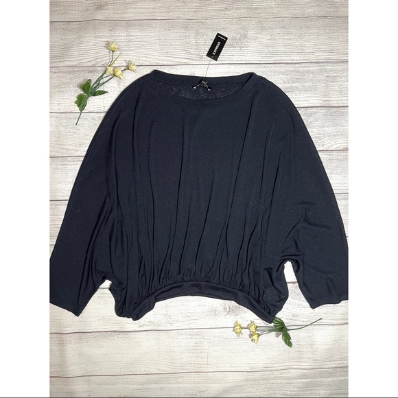 EXPRESS Soft Knit Dolman Sleeve Top in Navy - Picture 2 of 10